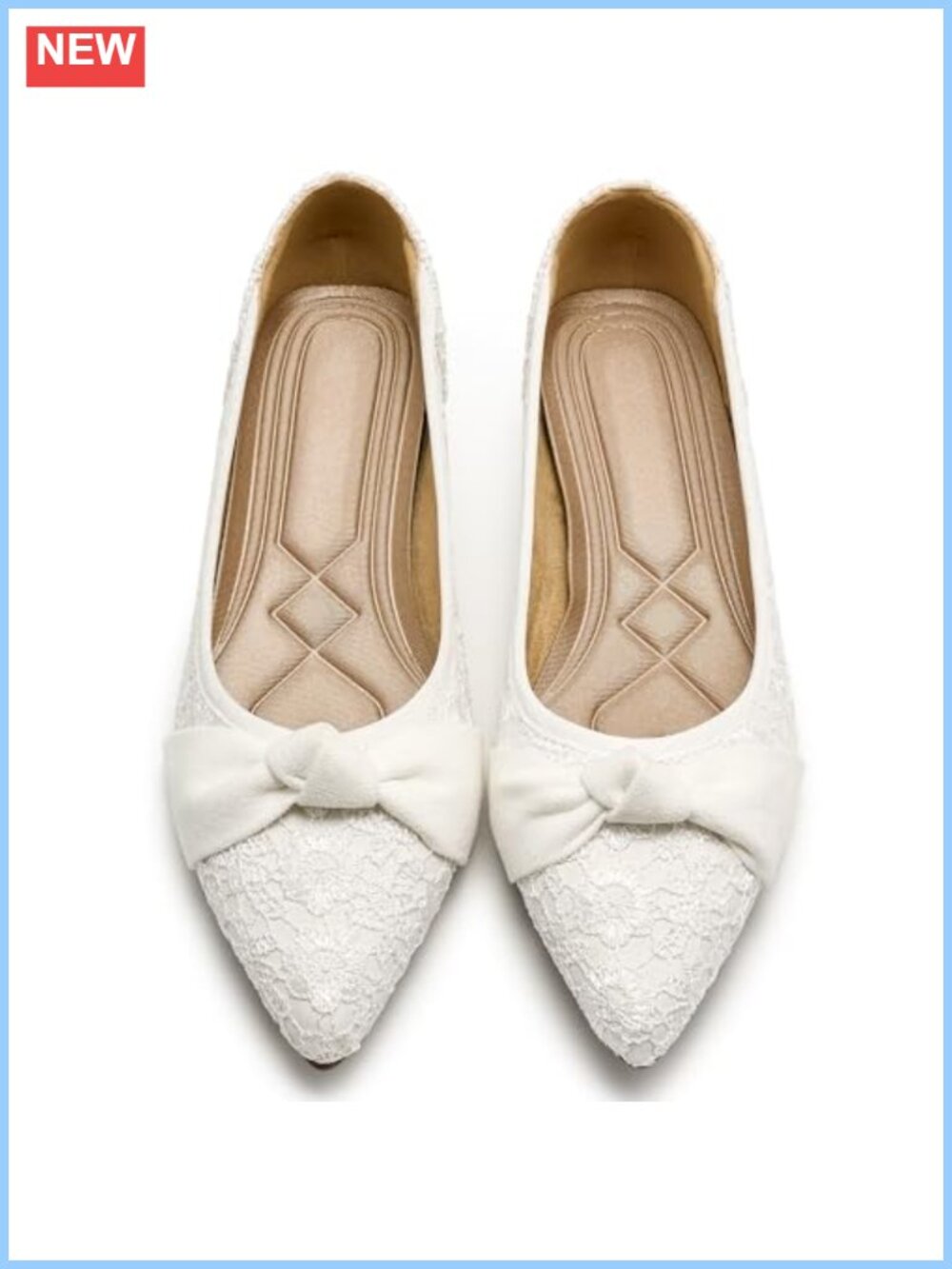 Lace Ballet Flats Pointed Toe Bow Slip-On Dress Shoes